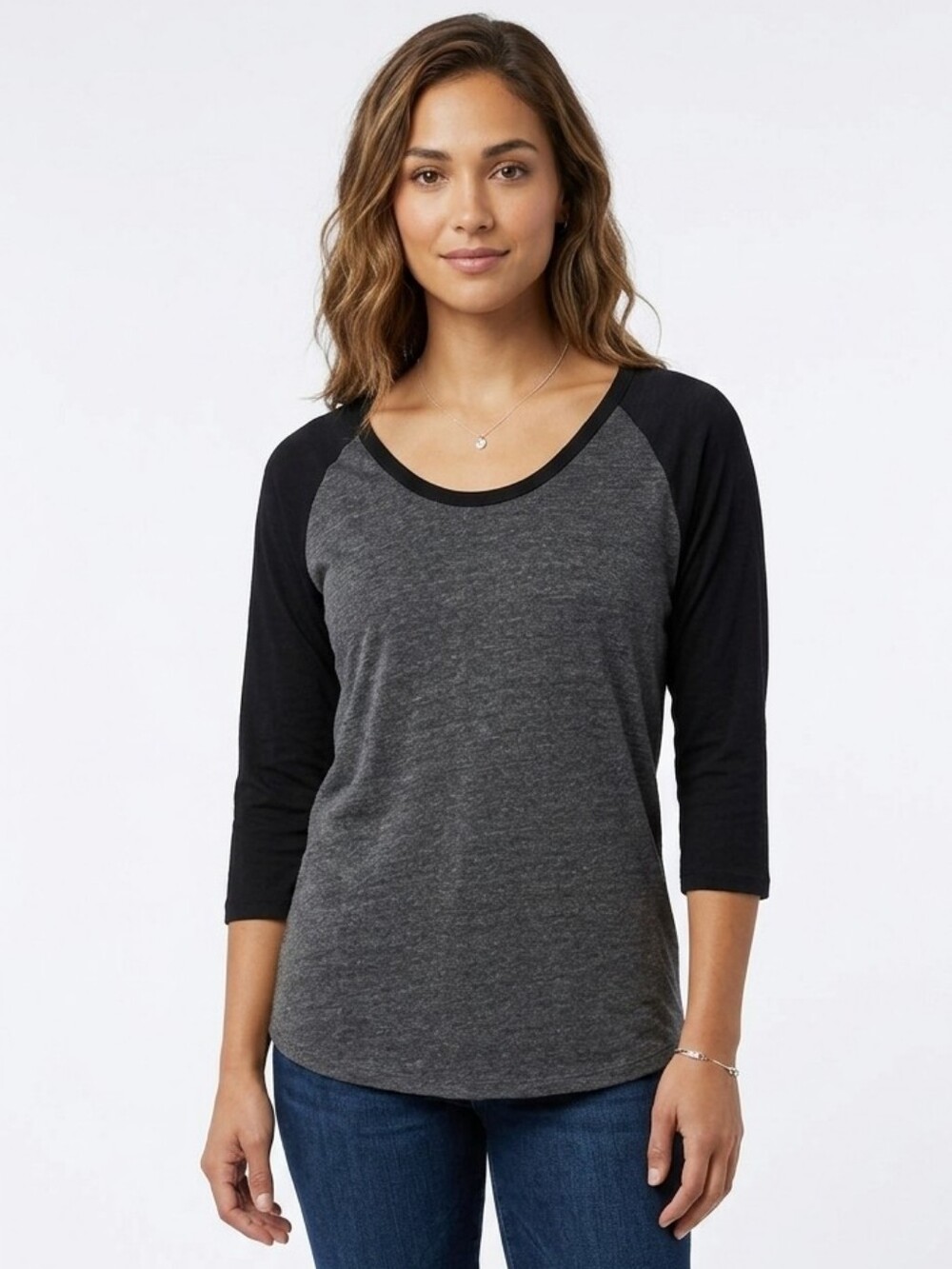 LAUREN Moshi Vintage Baseball Tee In Dark Gray/black